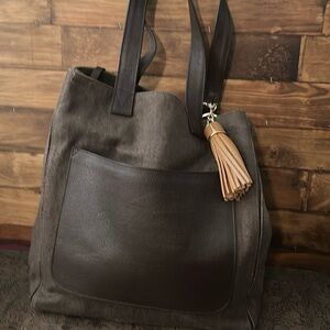 Mel Boteri Stuart large 16” Tote Canvas & Leather Bag Retail $650